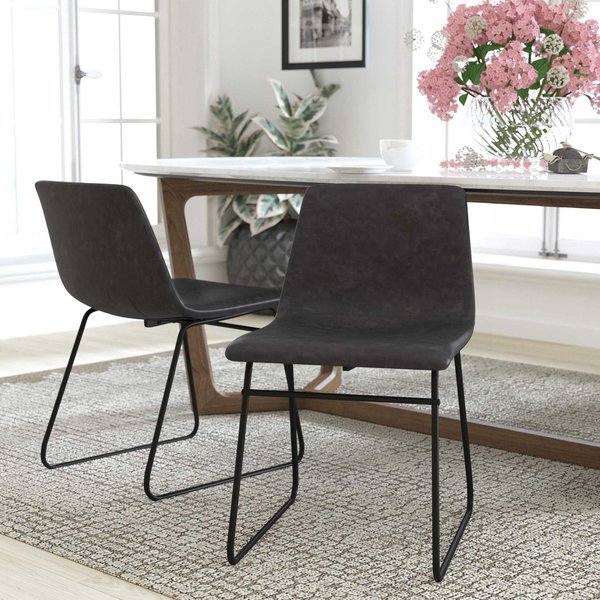 Flash Furniture 18" Dark Gray LeatherSoft Dining Chairs, 2PK ET-ER18345-18-GY-BK-GG
